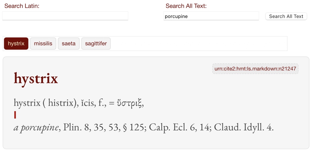 How do you say porcupine in Latin?