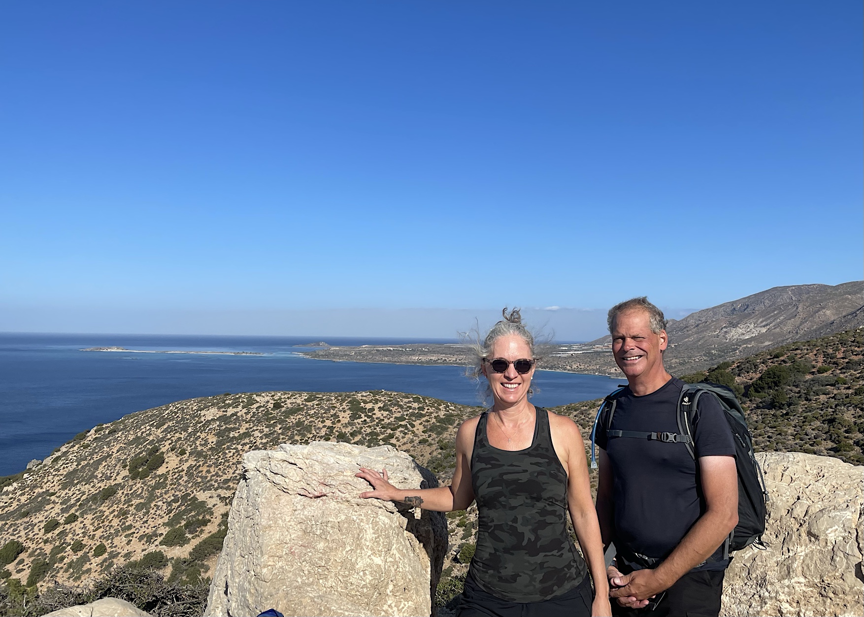 The authors, Amy Hackney Blackwell and Christopher W. Blackwell, on the trail to Elafonisi in eastern Crete.