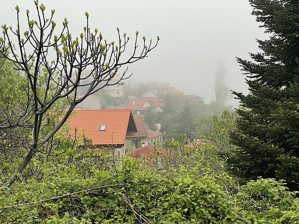 Misty mountain town Eptalafos.