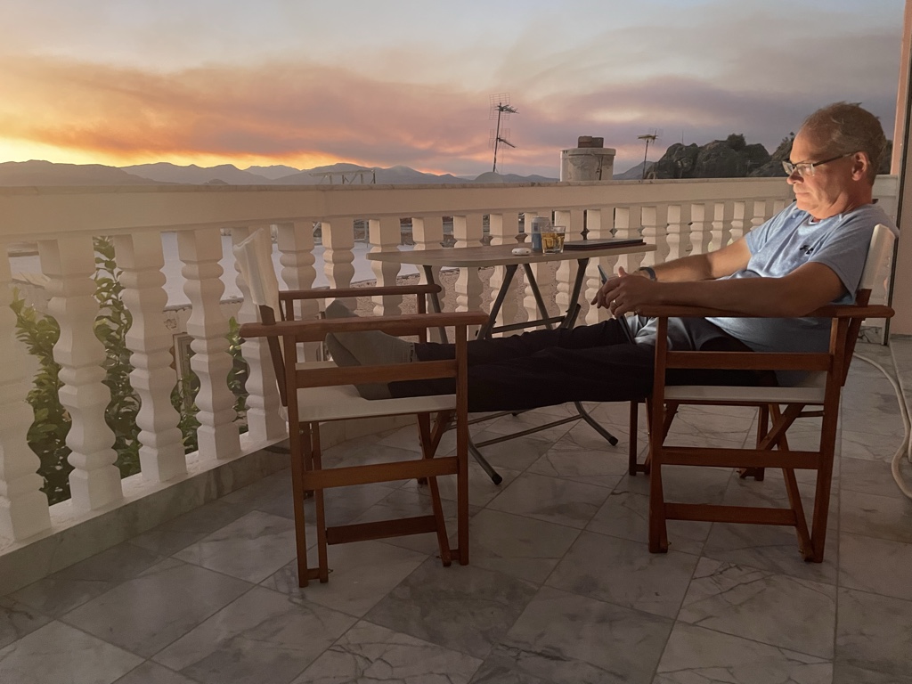 Smoke-enhanced sunset