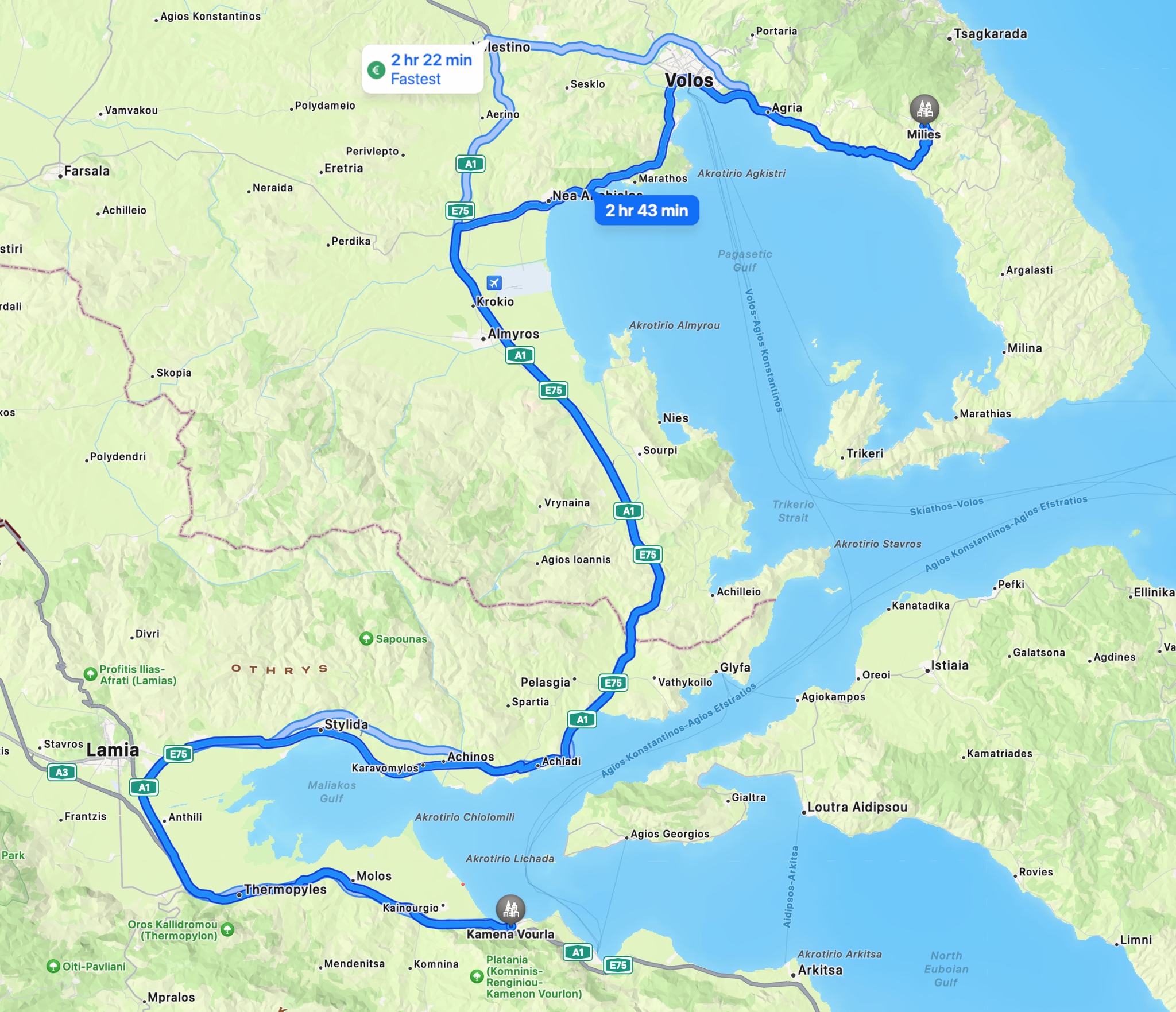 An easy drive to Kamena-Vourla.