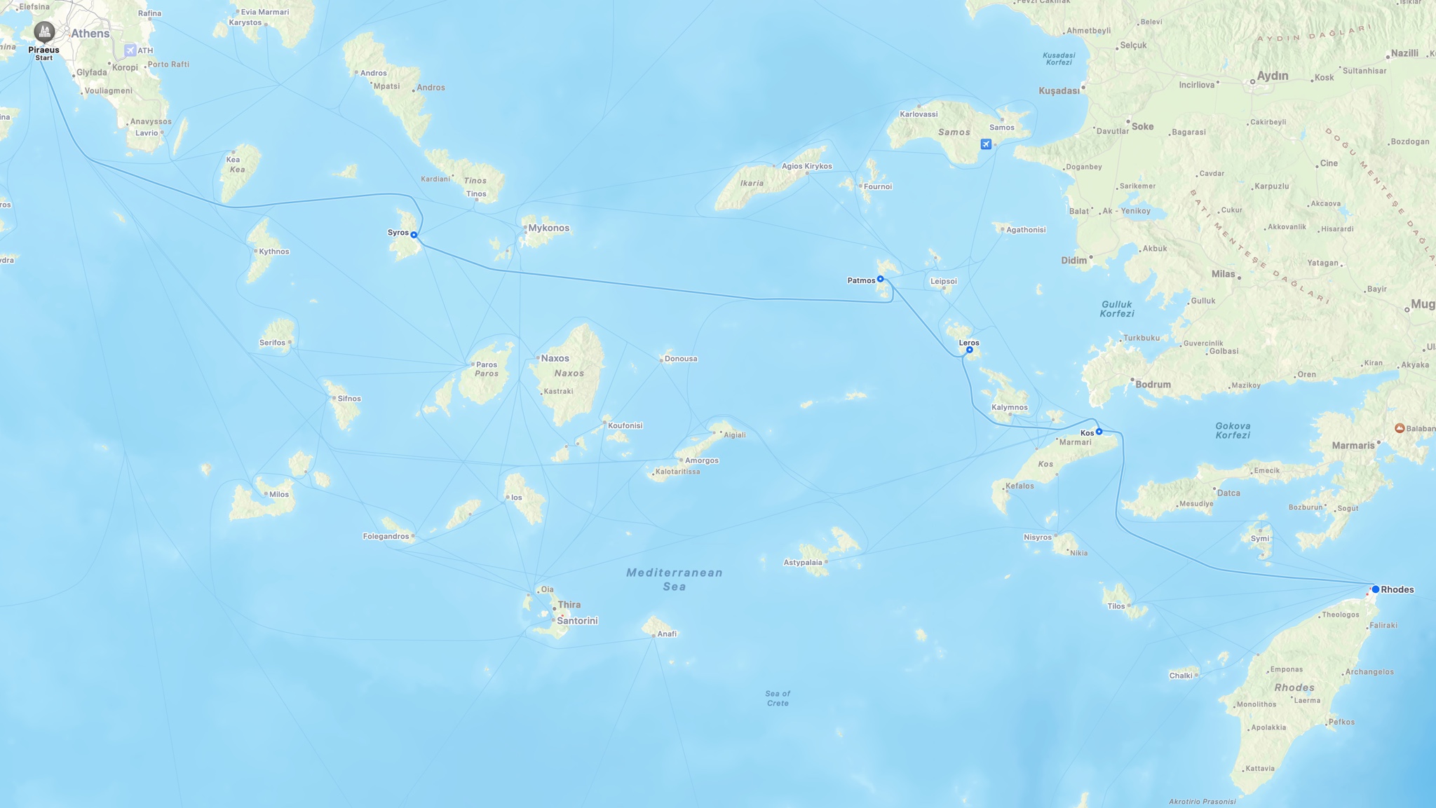 By ship across the Aegean to Rhodes!