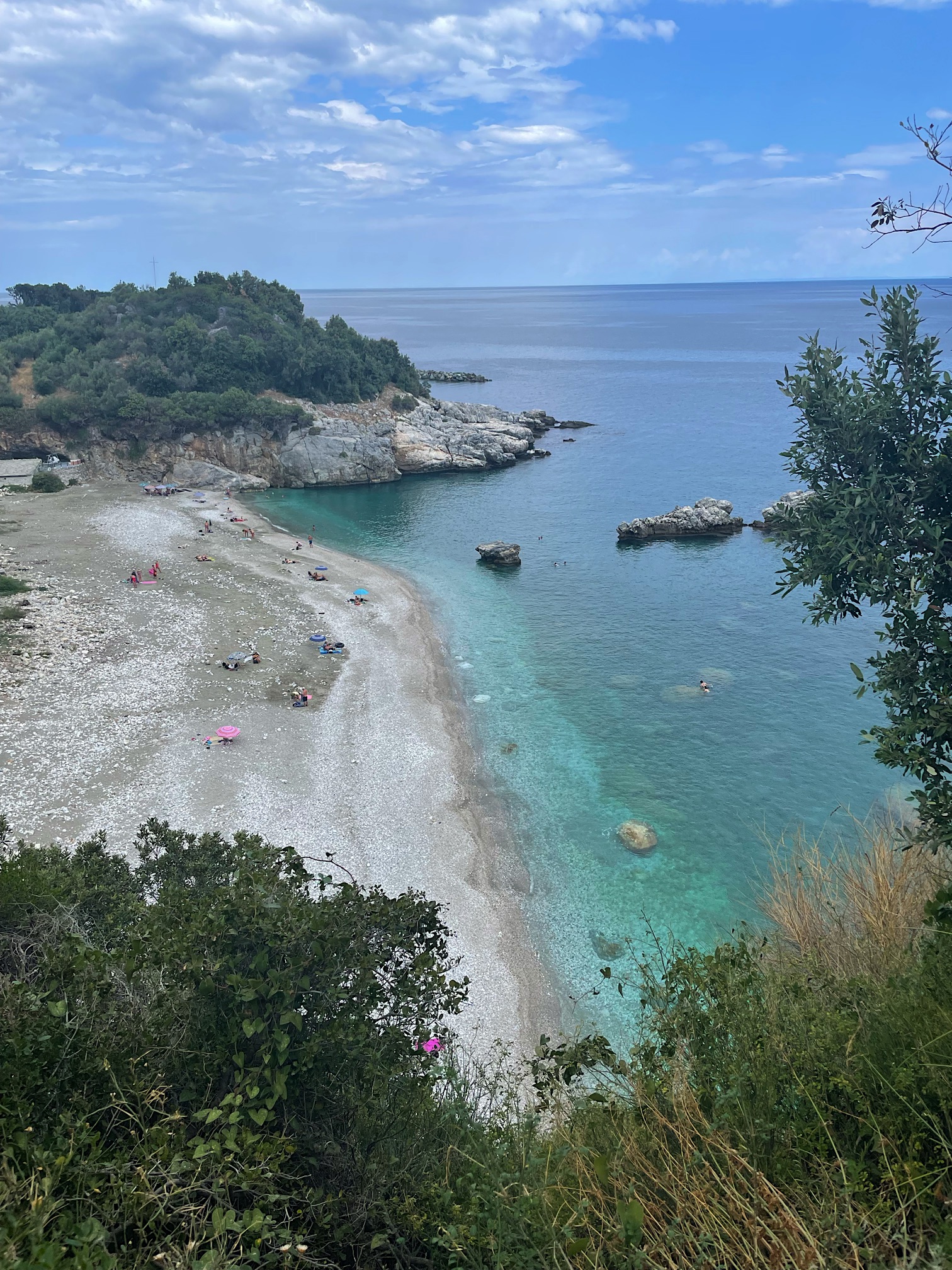 The unreasonably steep trail was redeemed by the view of the beach we were approaching.