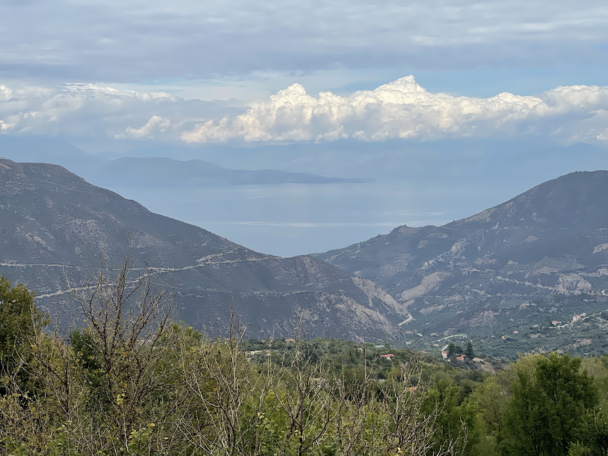 We could see all the way to the north coast of the Gulf of Corinth, where we’d just driven.