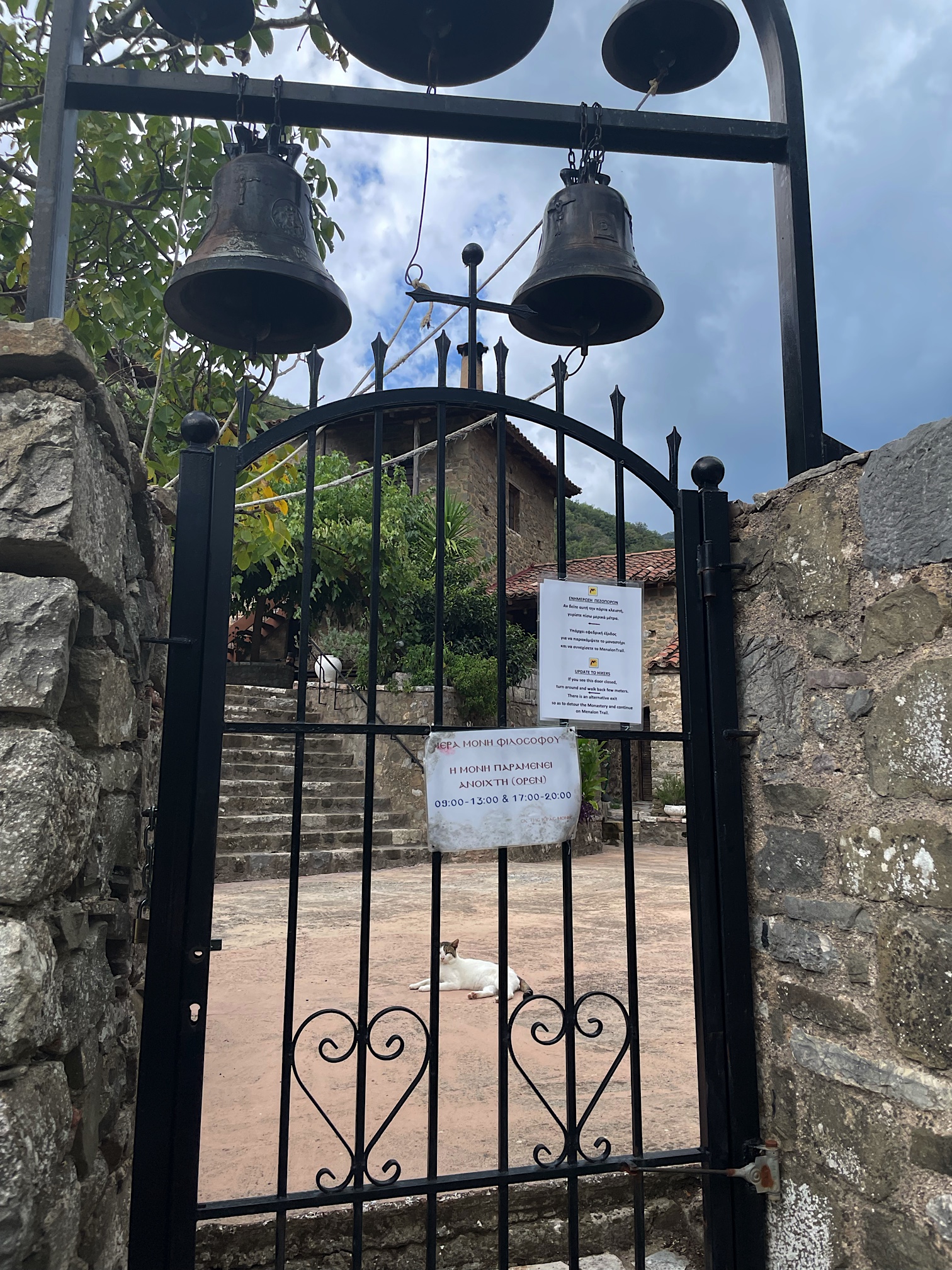 The trail goes right through the monastery when it’s open, but we had to walk around it to pick up the trail.