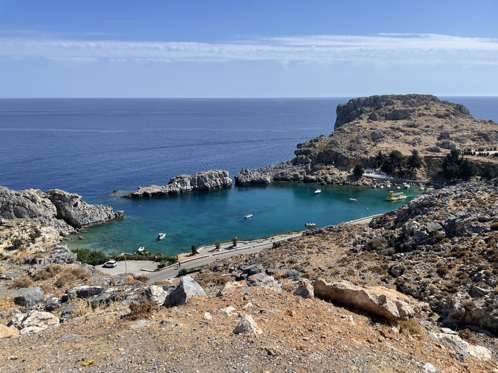 You can look down on St. Paul’s Bay from the parking lot.