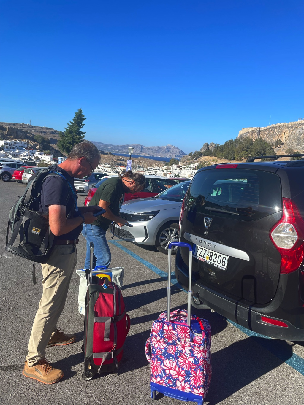 Lindos has no cars. Everyone parks up here and drags their suitcases down the hill.