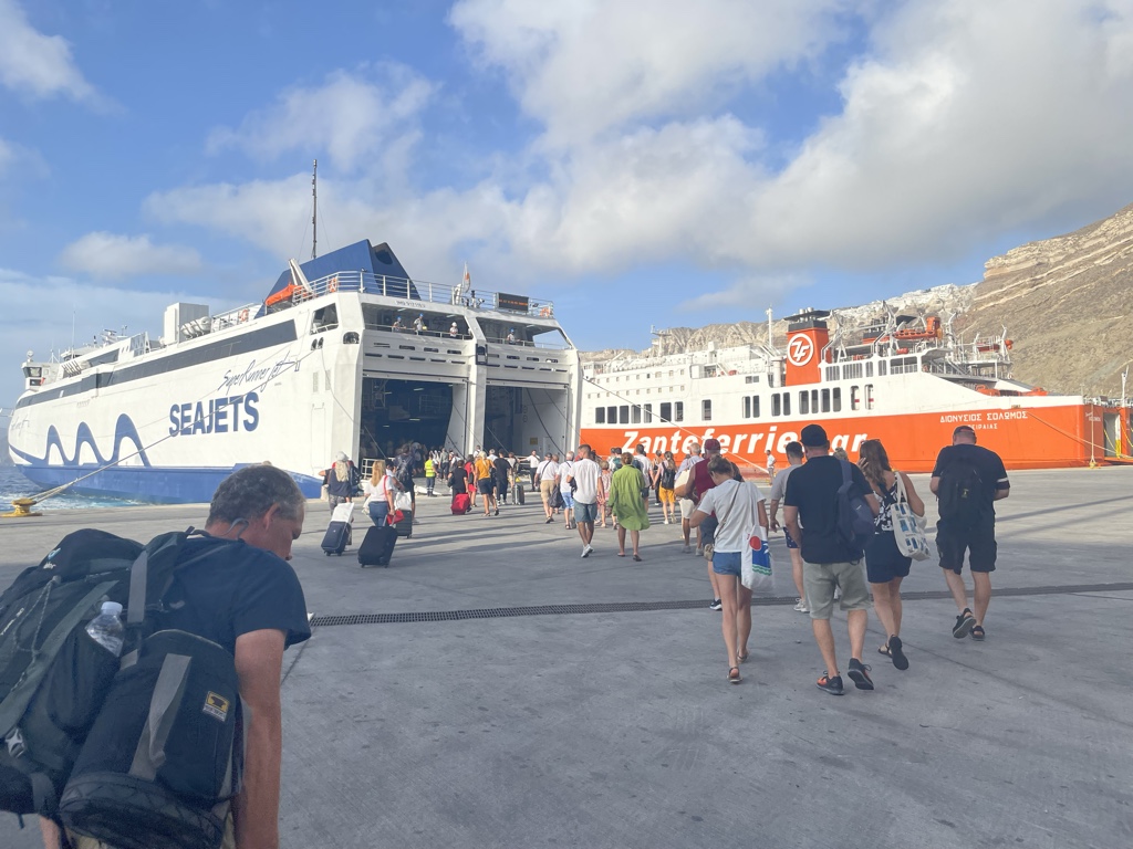Boarding the ferry to Rethymno