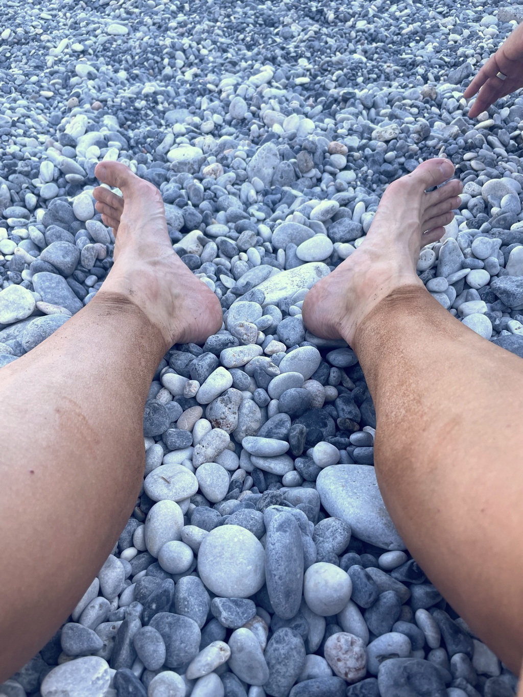 I took off my shoes while we waited for the ferry. I SAID this was a dirty hike!