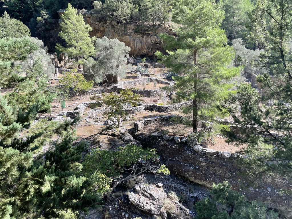 Toward the south end of the gorge are the ruins of the old town of Agia Roumeli.
