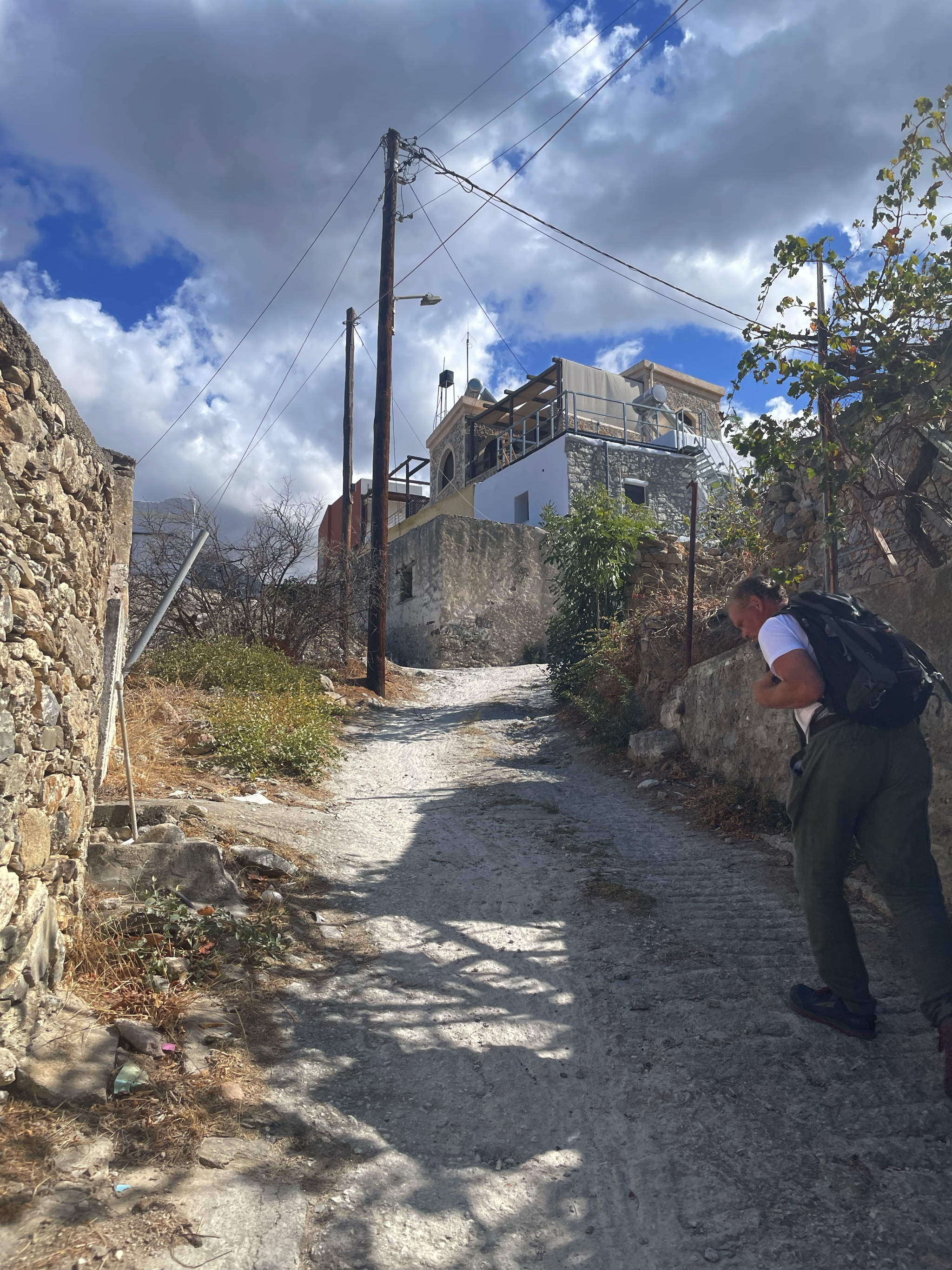 Anything we bought there, we had to carry up this slope!