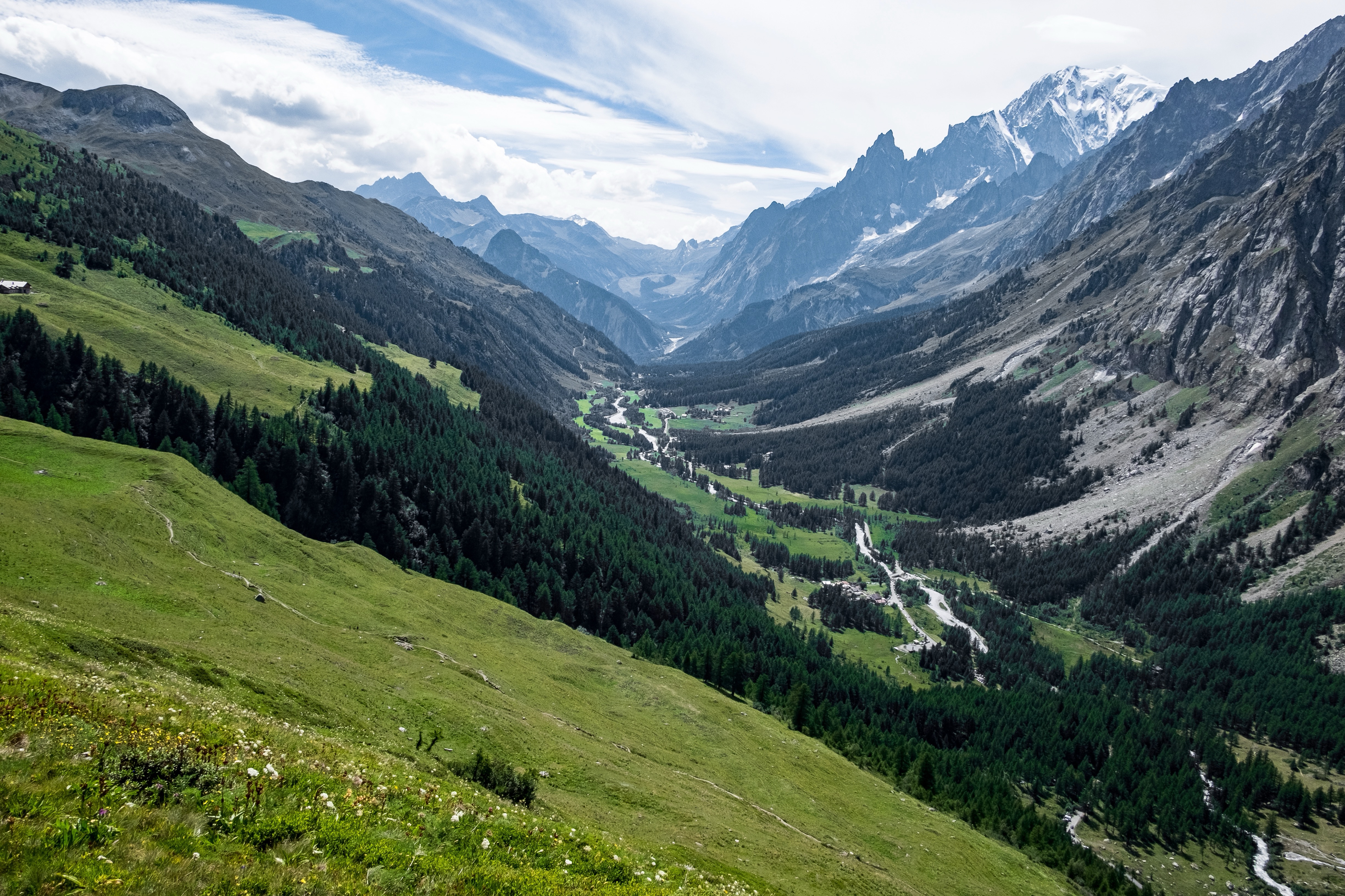 Looking back the way we’d come; you can see all the way back to the Col de la Seigne.