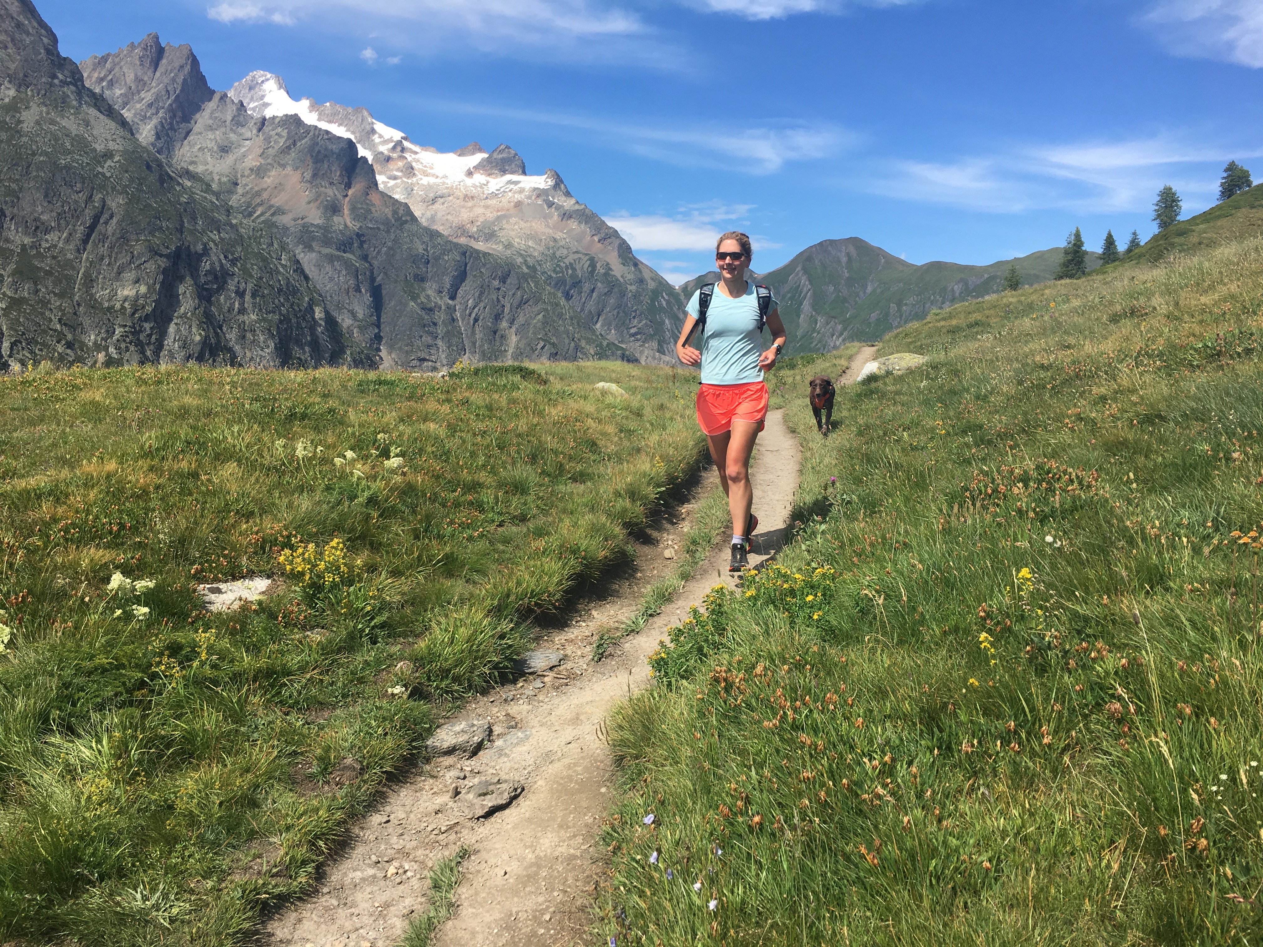 The runners and their dogs seemed happier than we did.