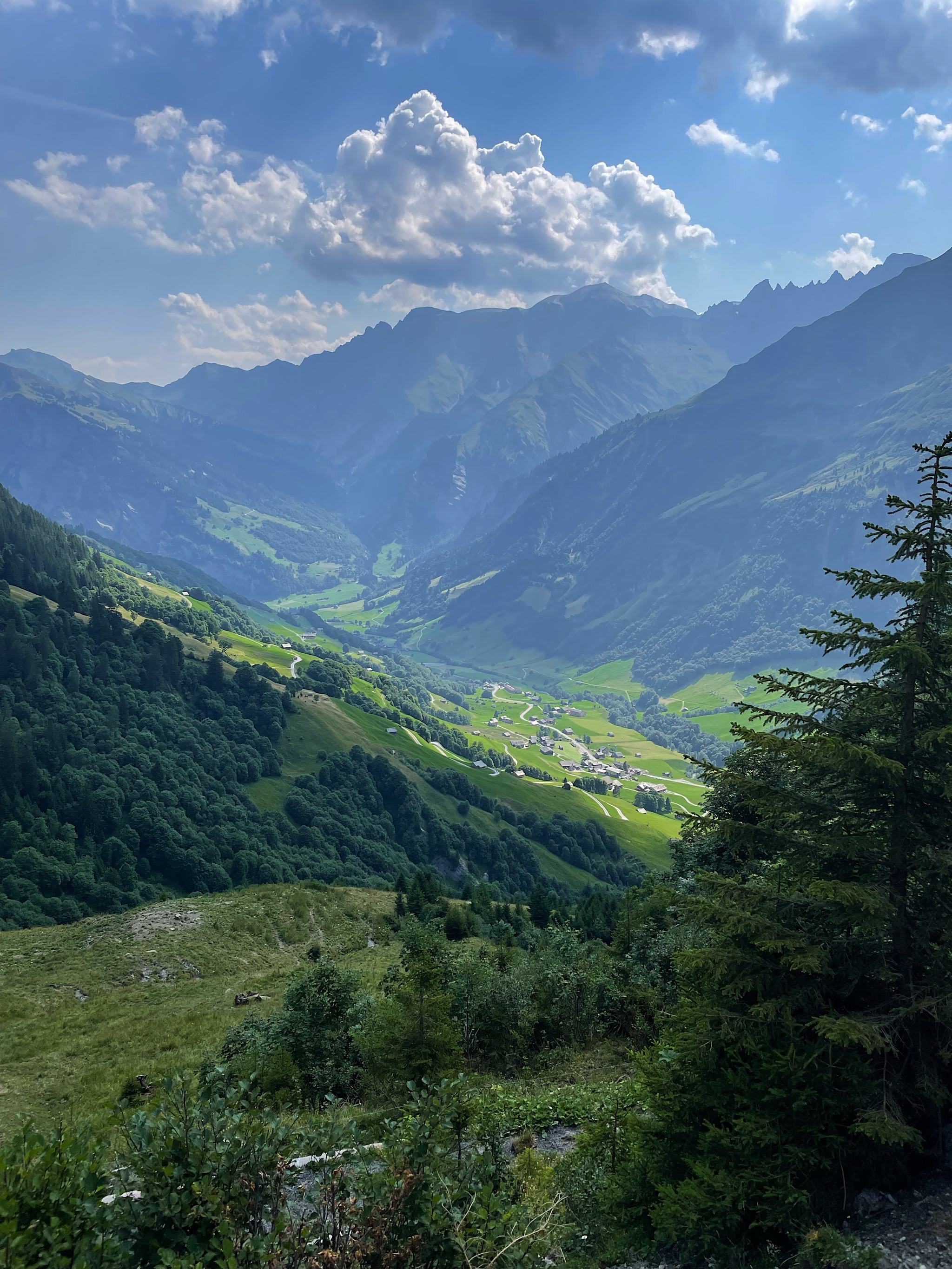 Looking up the valley back to Elm.