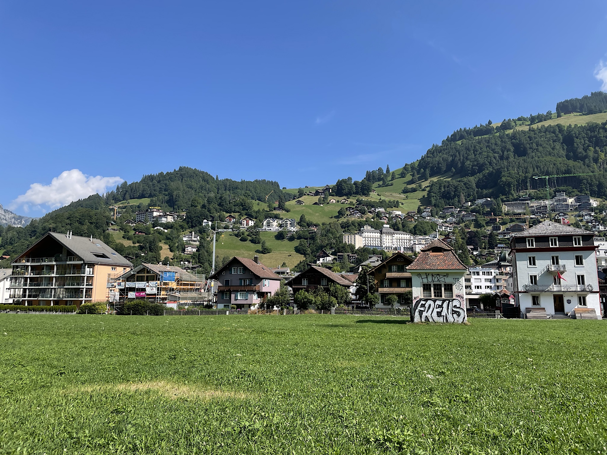 The town on a sunny morning.