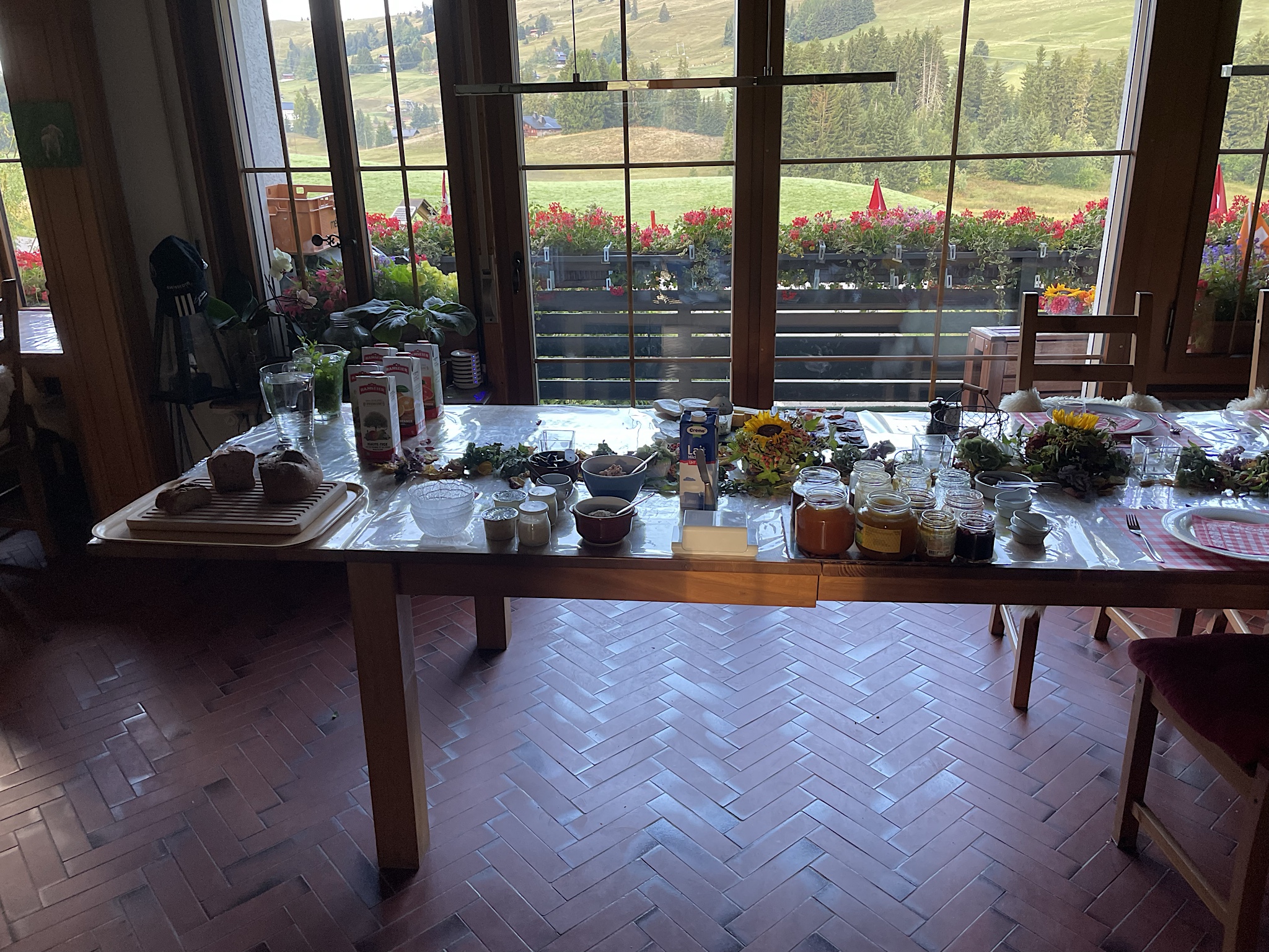 Our host set up a charming array of his own jams and honeys perfumed with the herbs he’d grown. Some of the honeys came from his aunt and her bees.