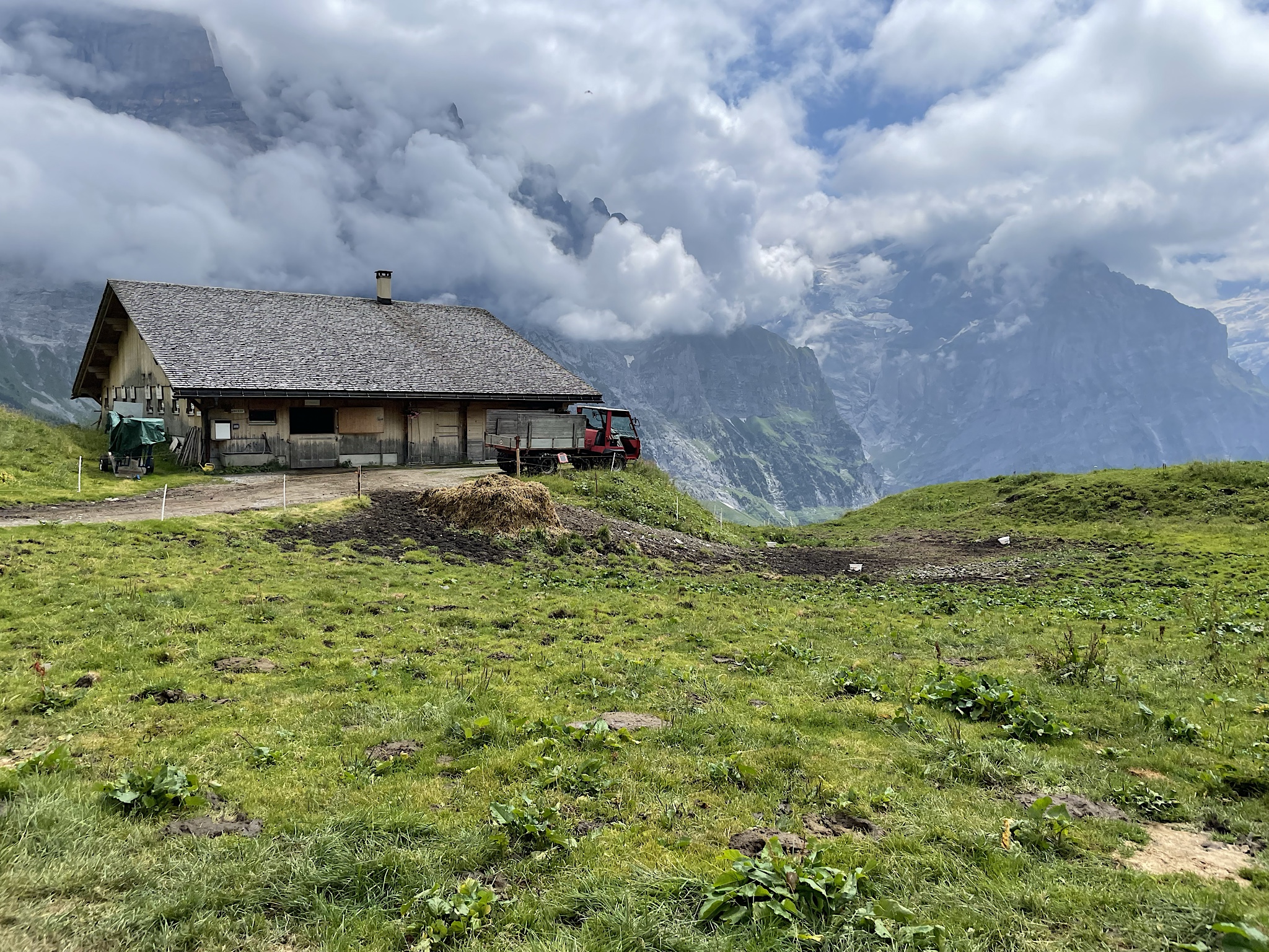 A high farm, looking across the valley to the Eiger’s range