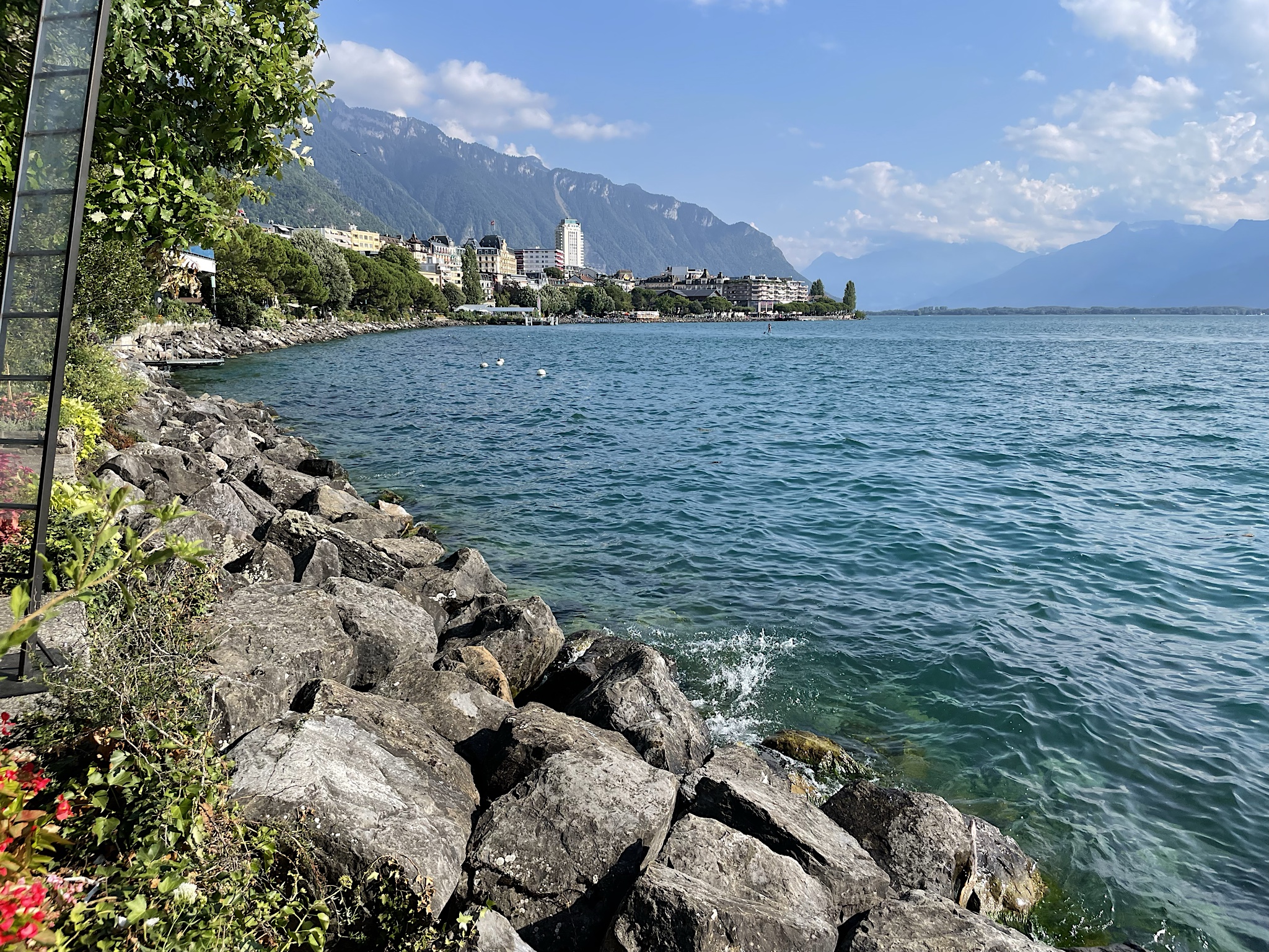 We spent the morning walking toward the castle on the lakeshore and back. Montreux seems like a pretty town.