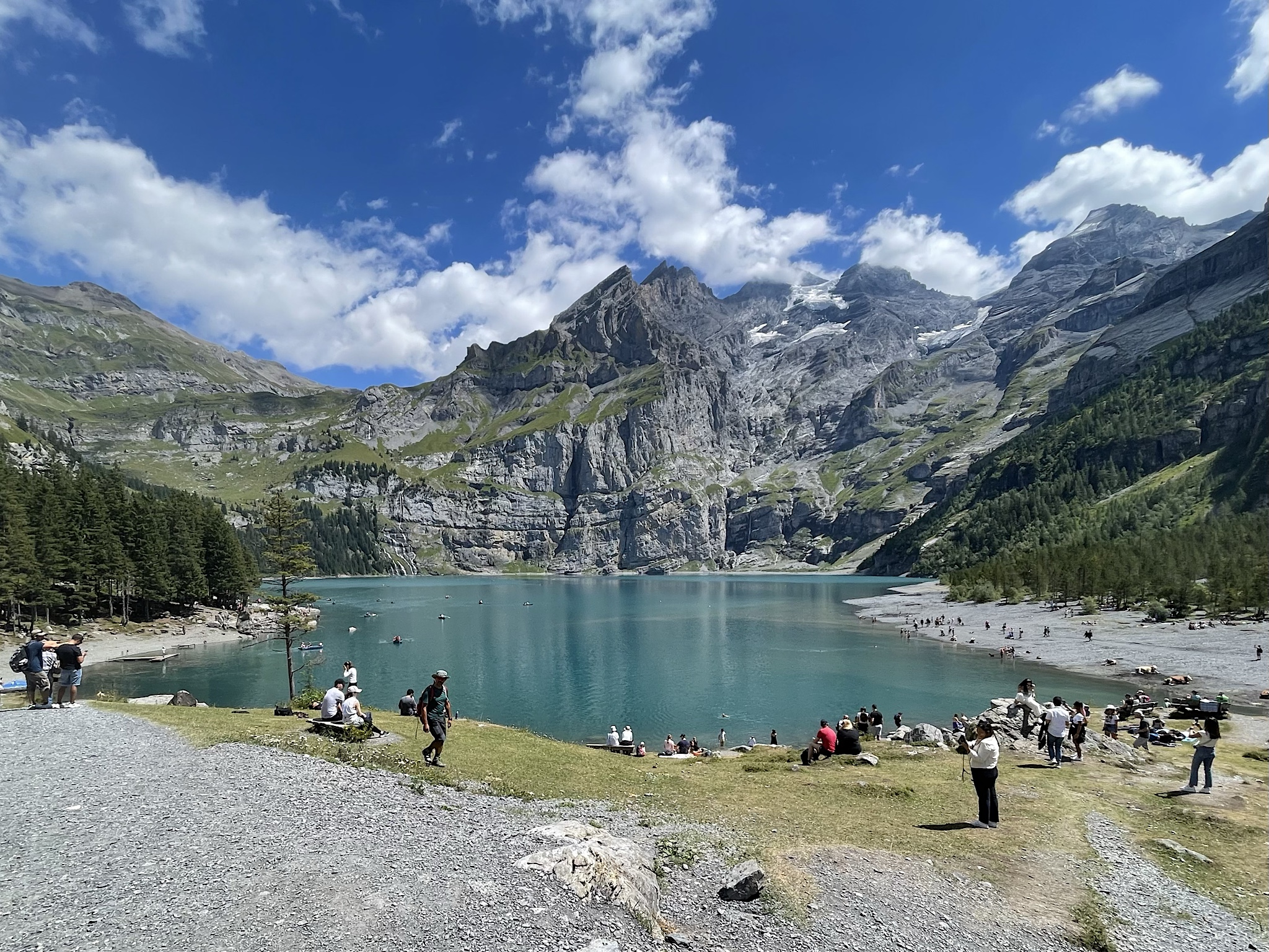 The Oeschinensee, a glacial lake.