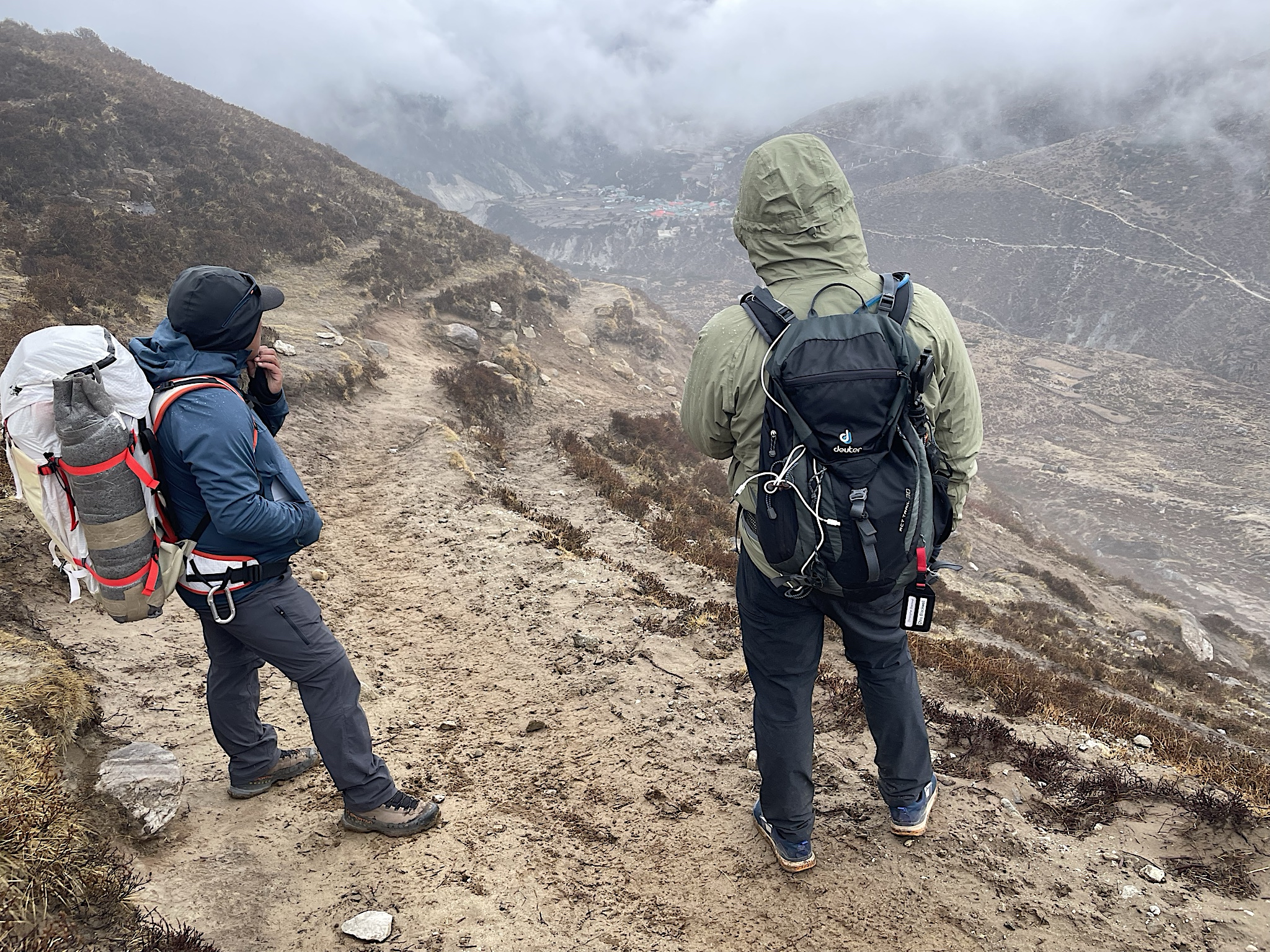 The path down was muddy and steep. Also, much of it was covered with snow.